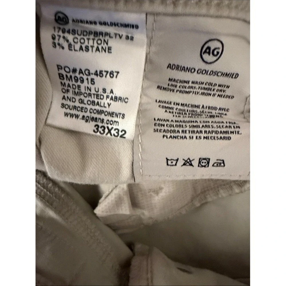 AG Adriano Goldschmied The Everett Slim Straight Pant Beige 33x32 1794SUDPBRPLTV
